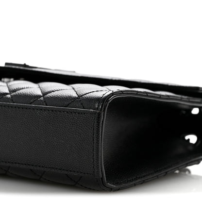 Saint Laurent Grain De Poudre Textured Mixed Matelasse Triquilt Medium Monogram Monochrome Satchel Black 9 of 12