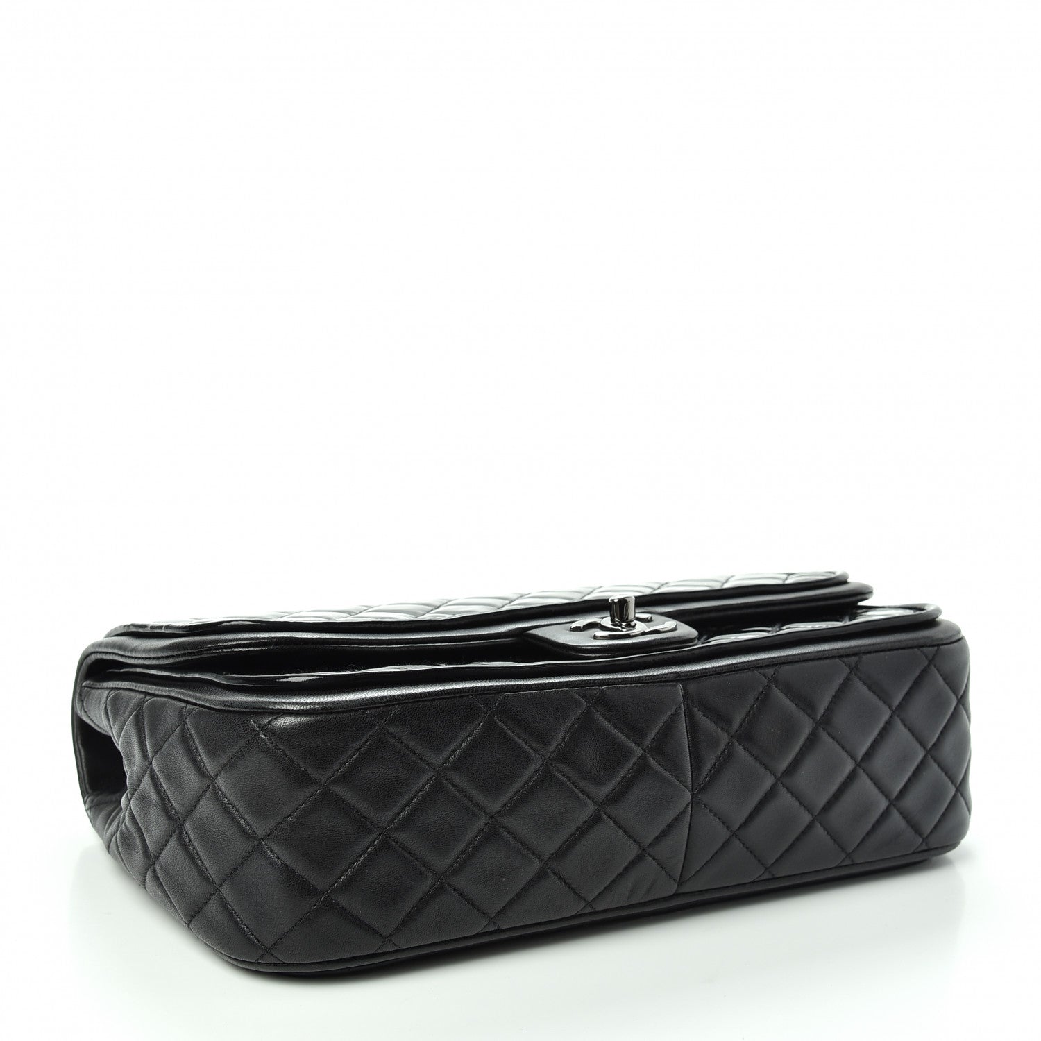 Chanel Patent Quilted Jumbo Classic Twist Flap Bag Black 4 of 10