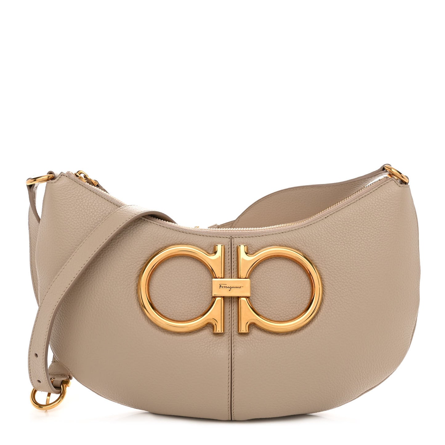 Calfskin Maxi Gancio Shoulder Bag Daino