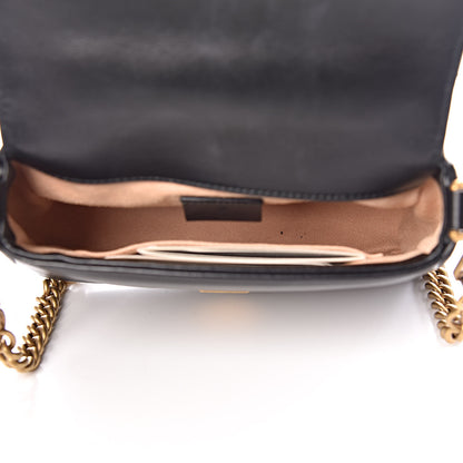 Gucci Calfskin Matelasse Mini GG Marmont Top Handle Shoulder Bag Black 5 of 10