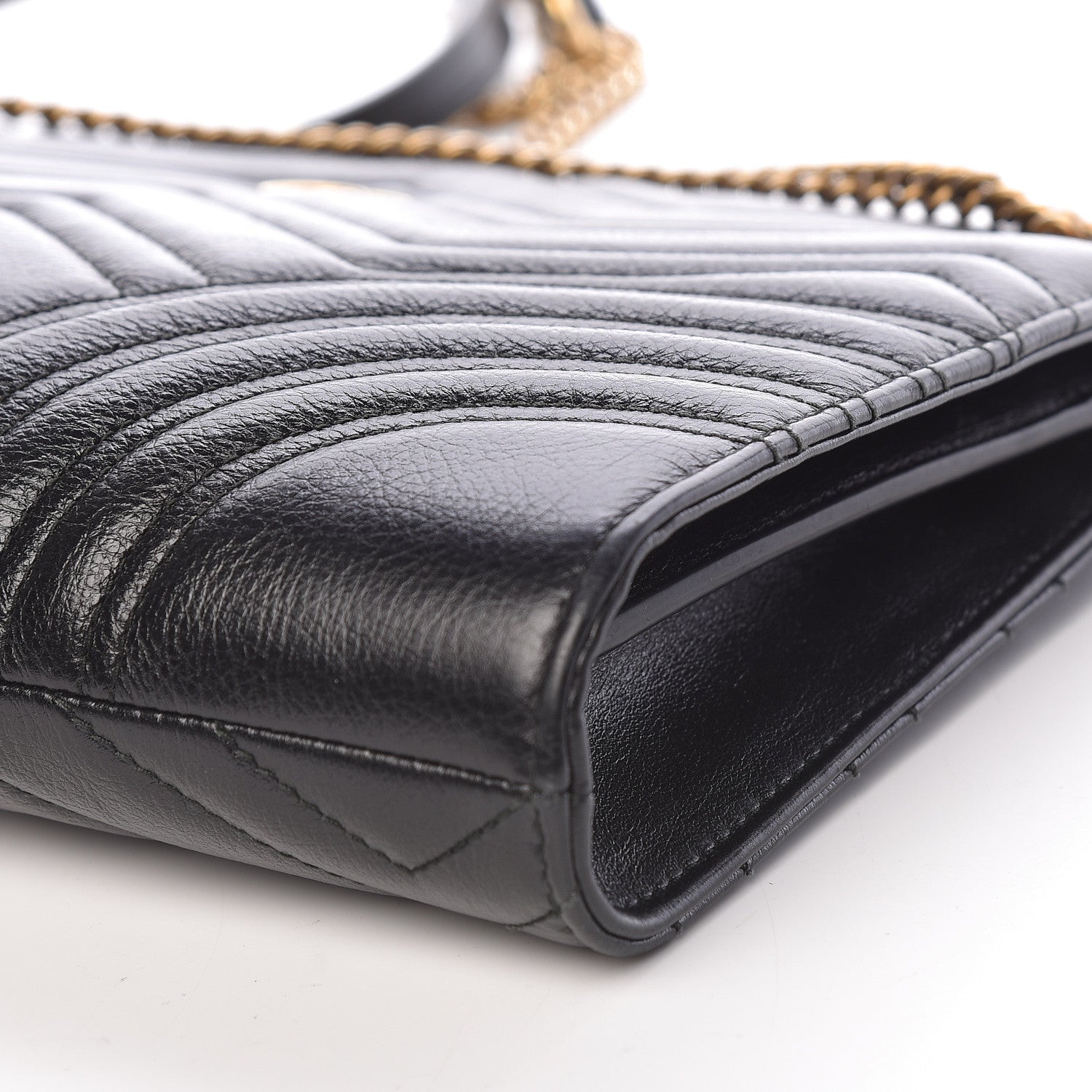 Gucci Azalea Calfskin Matelasse Heart Medium GG Marmont Slim Shoulder Bag Black 10 of 10
