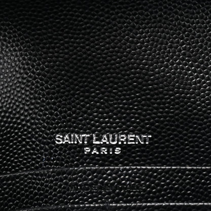 Saint Laurent Grain De Poudre Matelasse Chevron Monogram Envelope Chain Wallet Black 6 of 13