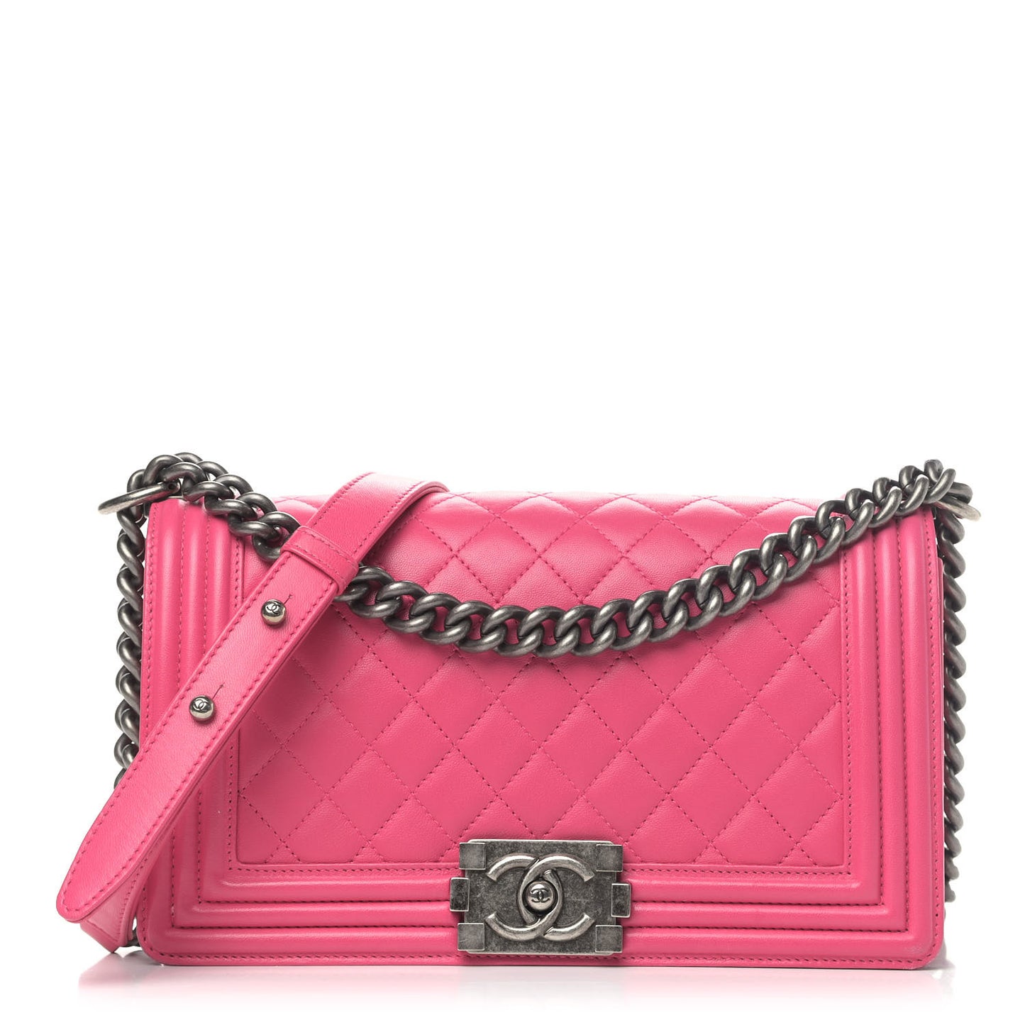 Lambskin Quilted Medium Boy Flap Pink