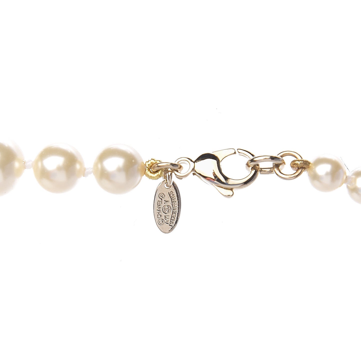 Crystal Pearl CC Short Necklace Gold