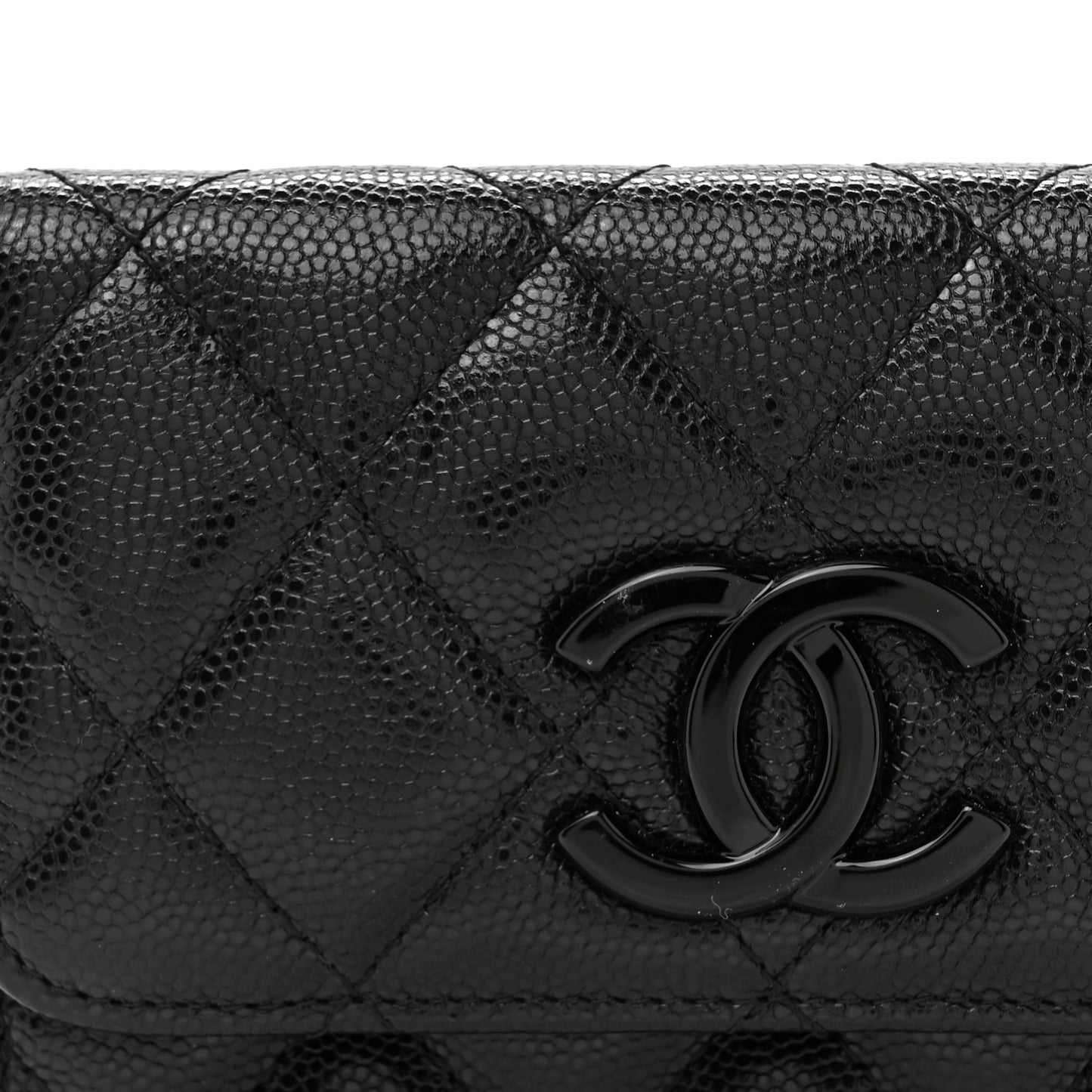 Caviar Quilted My Everything Belt Flap Card Holder Black