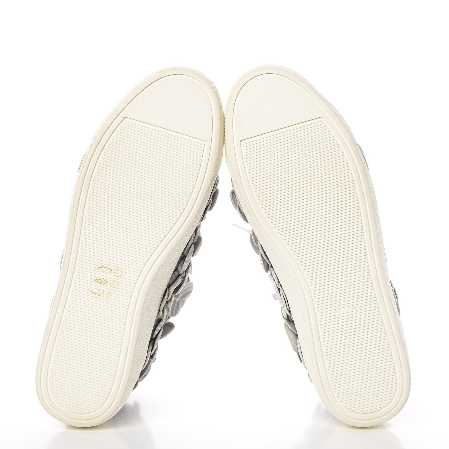 Chanel Lambskin Striped Camellia High Top Sneakers 39 Grey 5 of 7