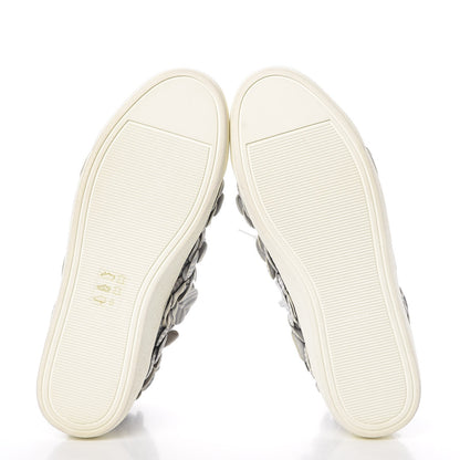 Chanel Lambskin Striped Camellia High Top Sneakers 39 Grey 5 of 7