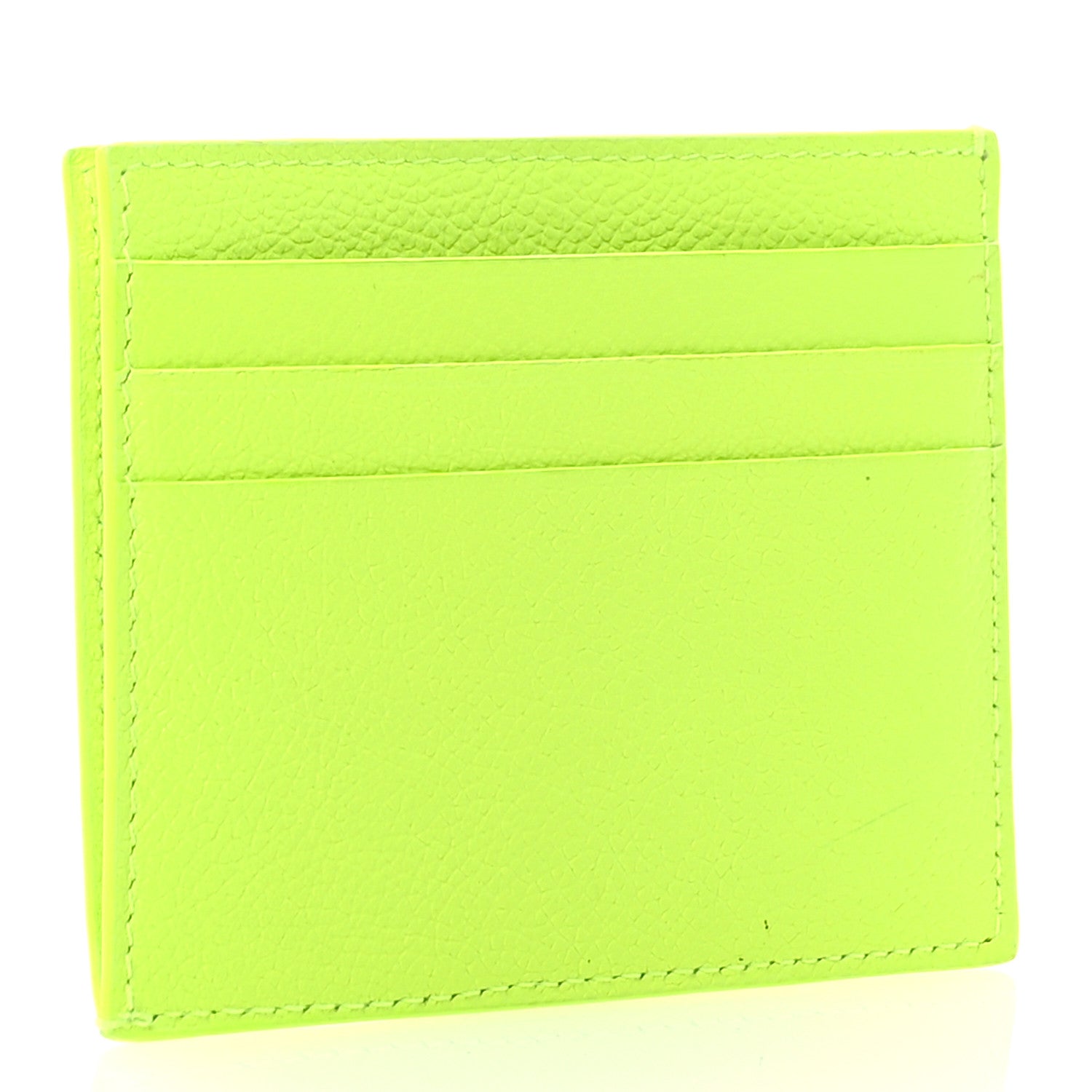 Balenciaga Grained Calfskin Logo Cash Card Holder Fluo Yellow Black 3 of 8