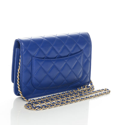 Chanel Lambskin Quilted Wallet On Chain WOC Dark Blue 3 of 8