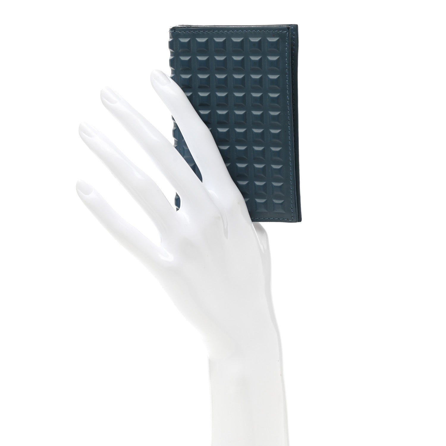Balenciaga Calfskin Grid Embossed Passport Cover Bleu Glacier 2 of 10