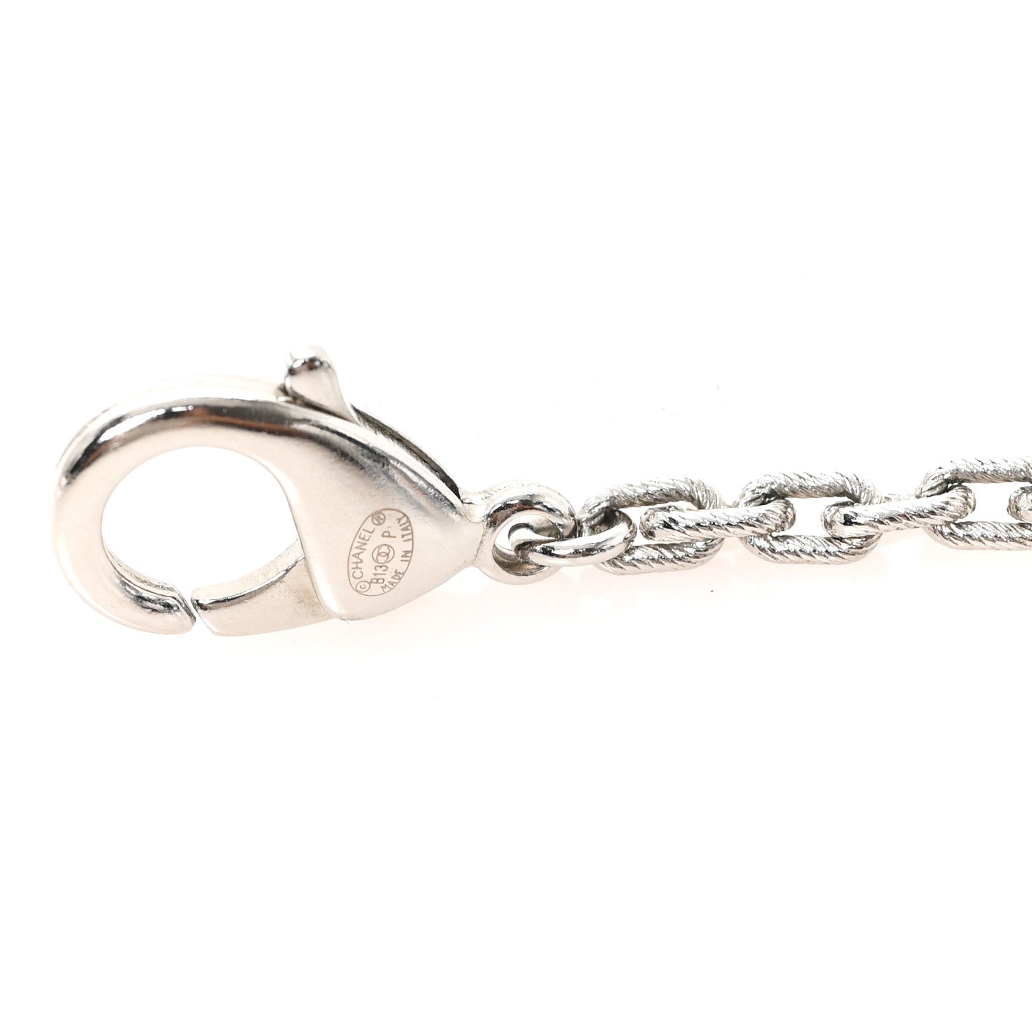 Chanel Pearl Crystal Baguette CC Short Necklace  Silver 4 of 4