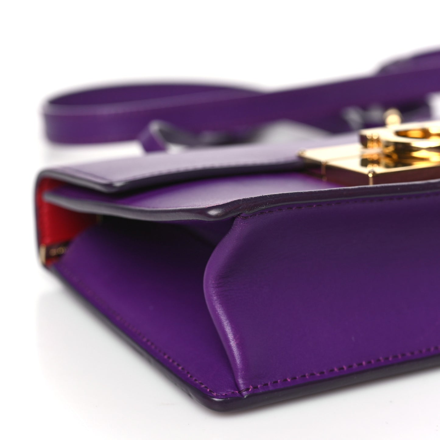 Smooth Calfskin Aileen Gancio Lock Shoulder Bag Purple