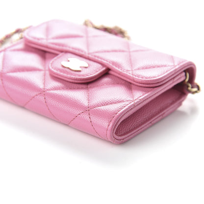 Chanel Caviar Quilted Flap Card Holder On Chain Pink 7 of 11