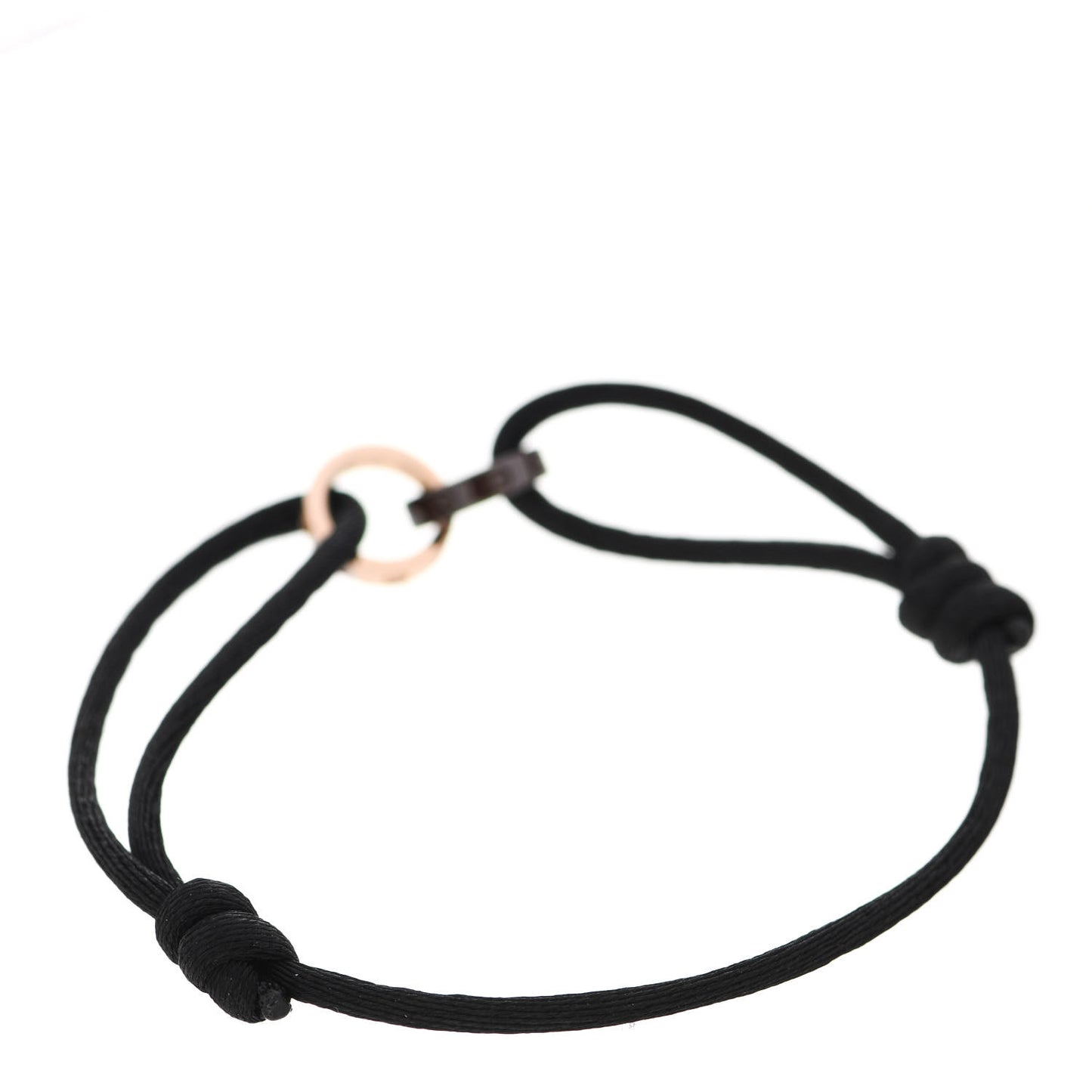 18K Pink Gold Ceramic 4 Diamond LOVE Cord Bracelet Black