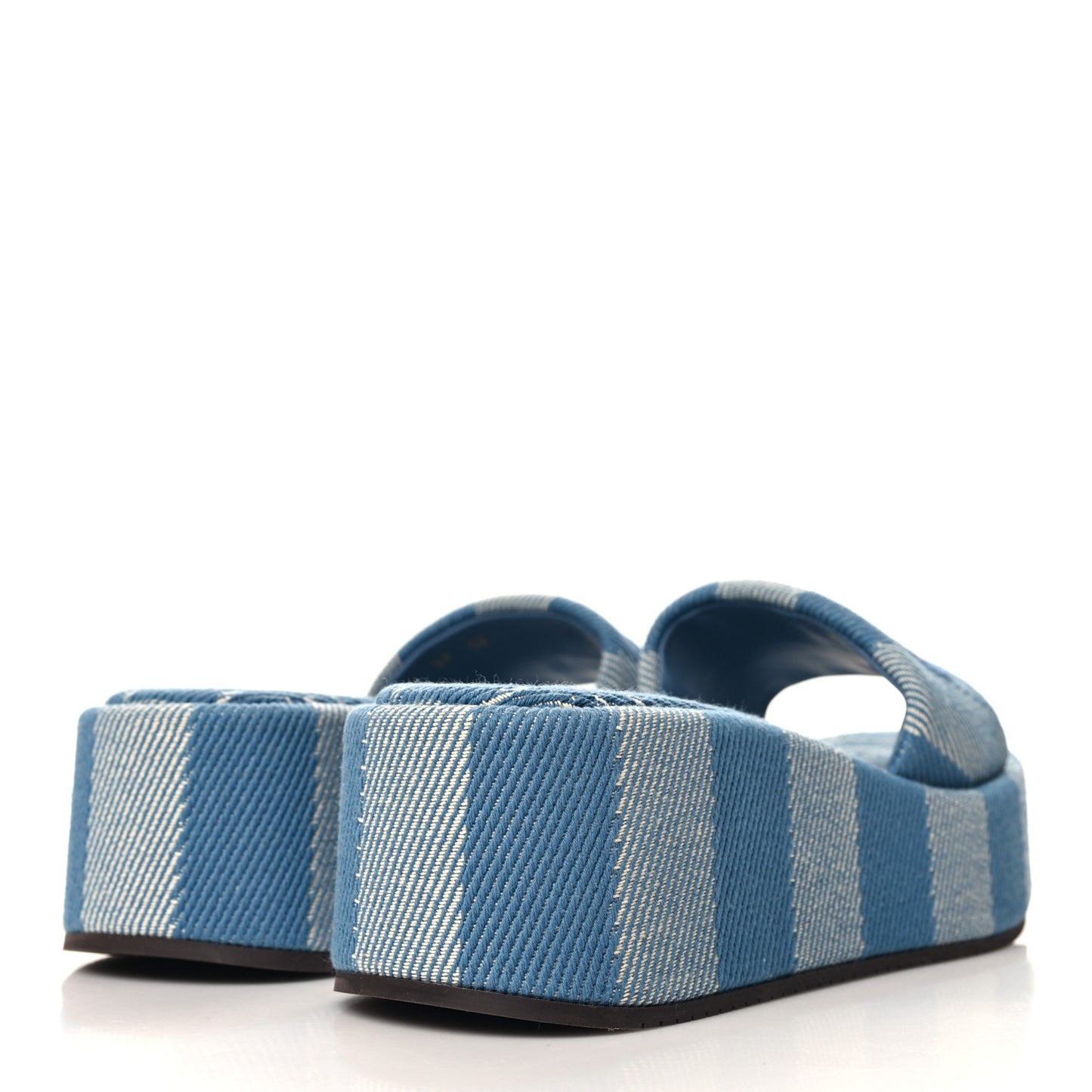 Denim Jacquard Womens FF Sunshine Flatform Slide Sandals 39 Light Blue