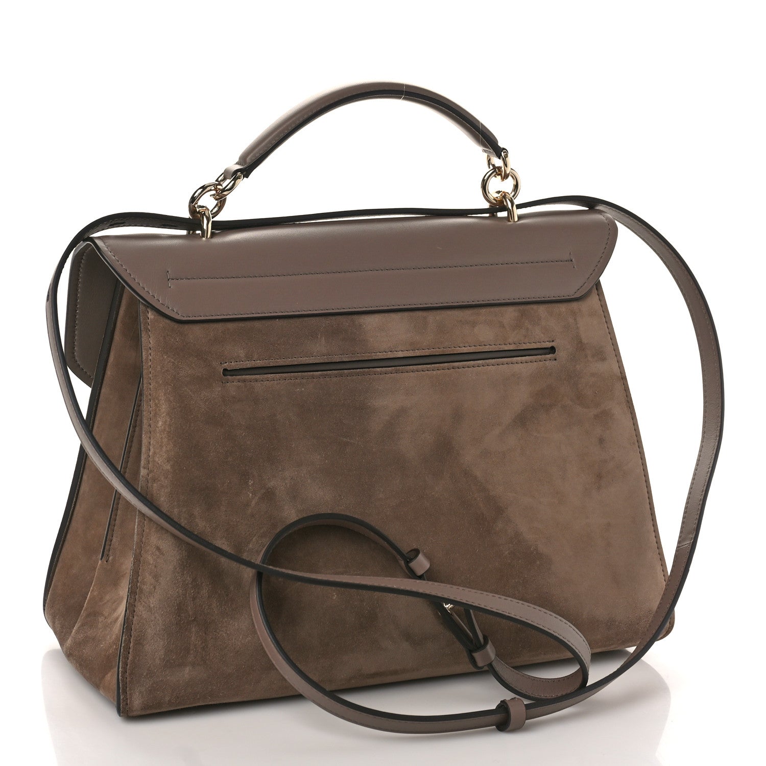 Salvatore Ferragamo Calfskin Suede Margot Top Handle Satchel Caraway Seed 3 of 8