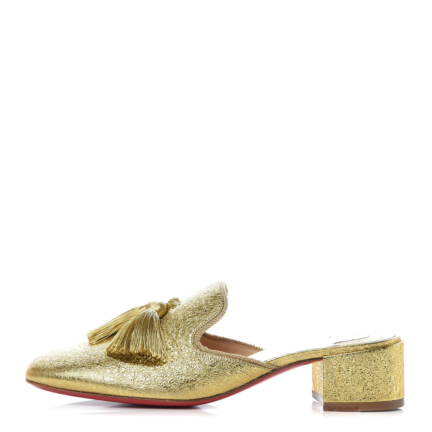 Christian Louboutin Calfskin Specchio Barry 35 Mules 39.5 Gold 1 of 8