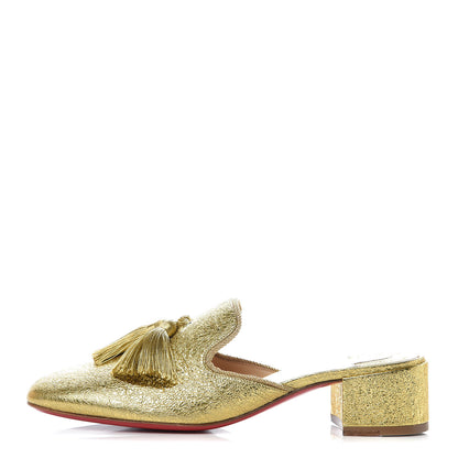 Christian Louboutin Calfskin Specchio Barry 35 Mules 39.5 Gold 1 of 8