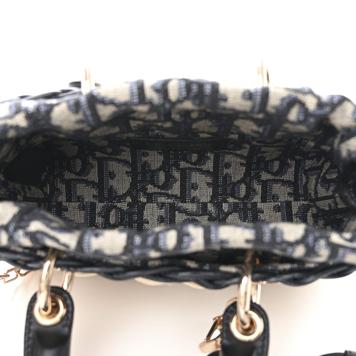 Wicker Oblique Micro Lady D-Joy Bag Natural Black