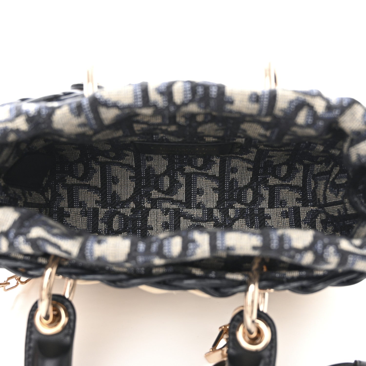 Christian Dior Wicker Oblique Micro Lady D-Joy Bag Natural Black 5 of 11