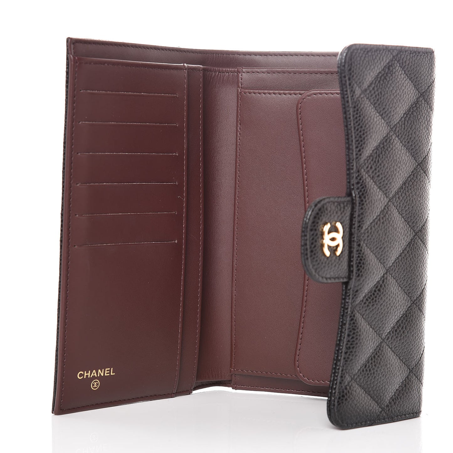 Caviar Quilted Large Flap Wallet Black