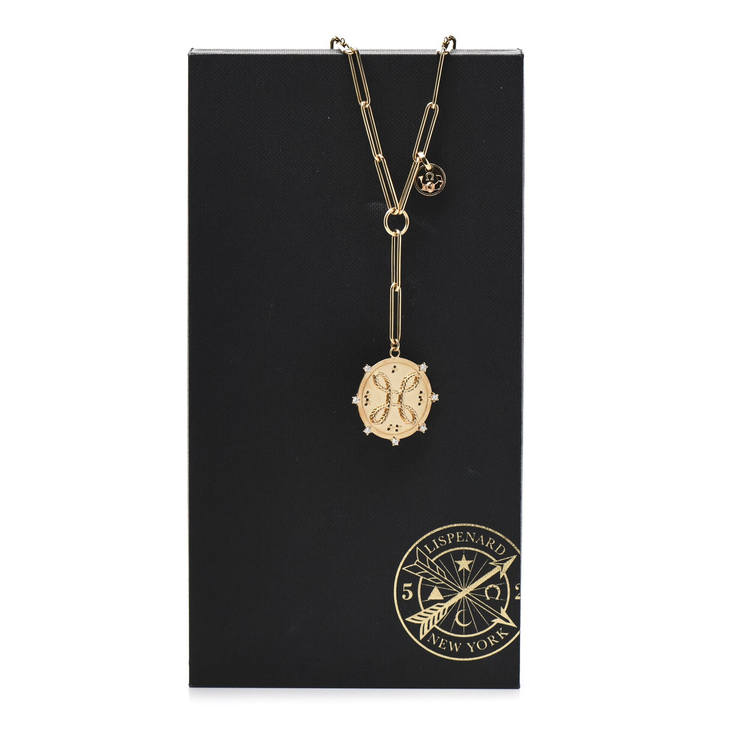 18K Yellow Gold Diamond Large Love Medallion Extended Clip Extension Chain Necklace