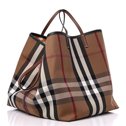 Burberry Vintage Check XL Beach Tote Dark Birch 5 of 13