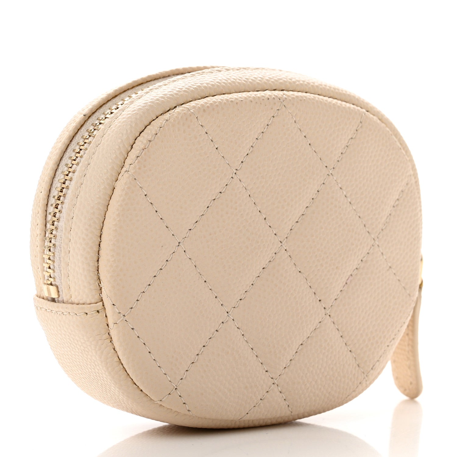 Chanel Caviar Quilted Zip Around Classic Coin Purse Light Beige 3 of 7