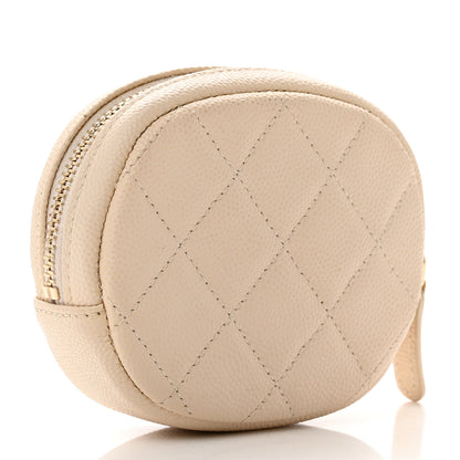 Chanel Caviar Quilted Zip Around Classic Coin Purse Light Beige 3 of 7