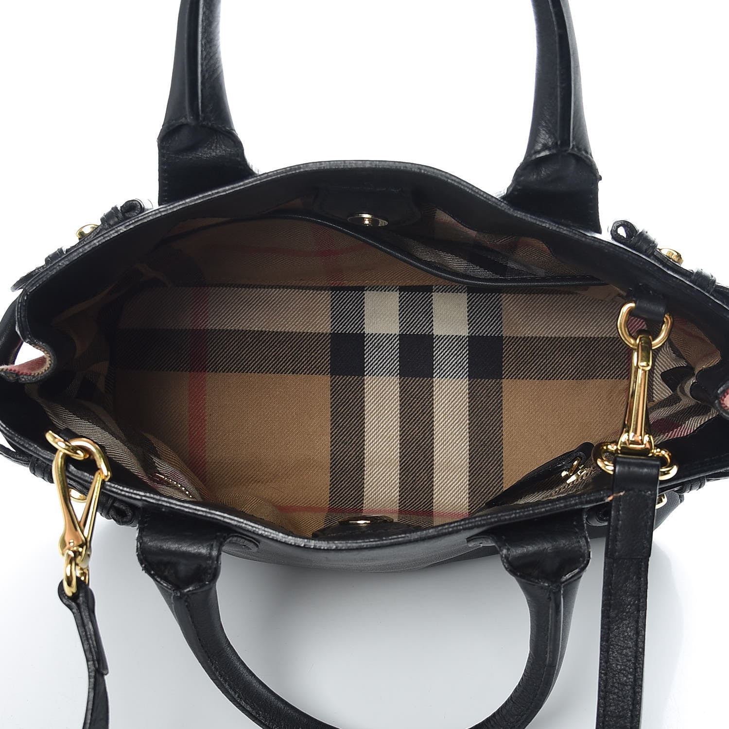 Burberry Smooth Calfskin House Check Baby Banner Tote Black 6 of 22