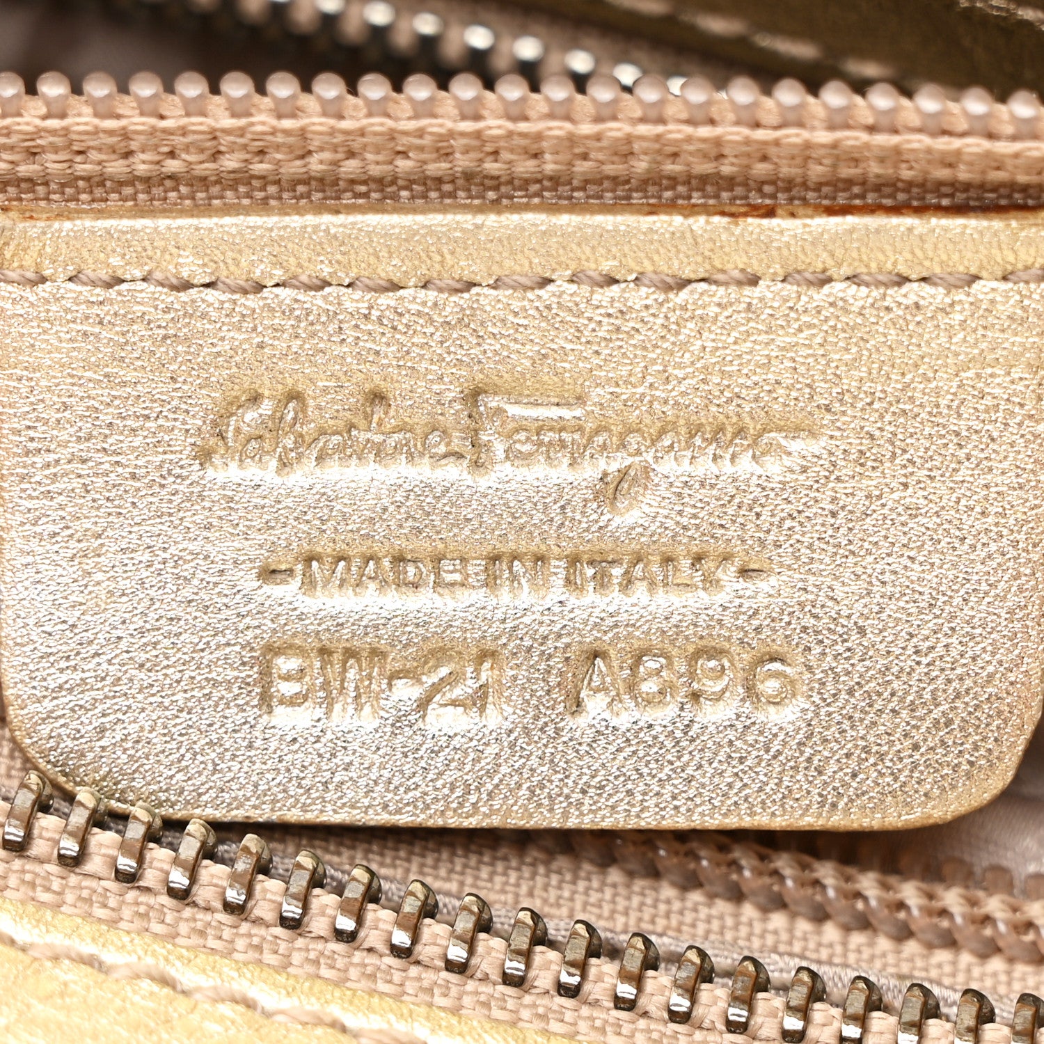 Salvatore Ferragamo Metallic Grained Calfskin Medium Sofia Satchel