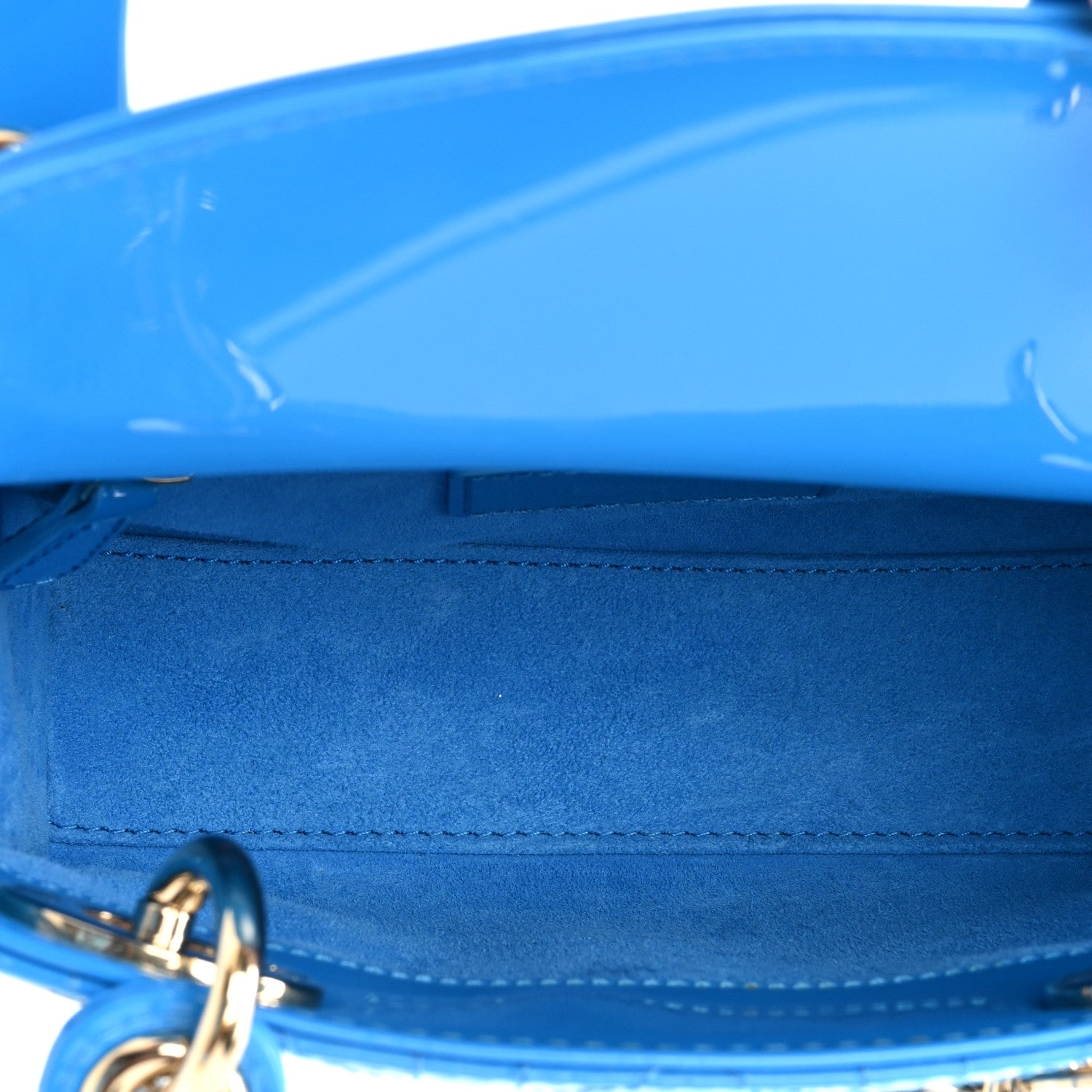 Christian Dior Patent Cannage Mini Lady Dior Blue 5 of 9