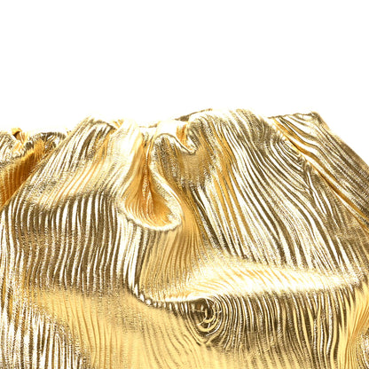 Bottega Veneta Metallic Bark Calfskin Embossed The Pouch Oversized Clutch Oro 7 of 9