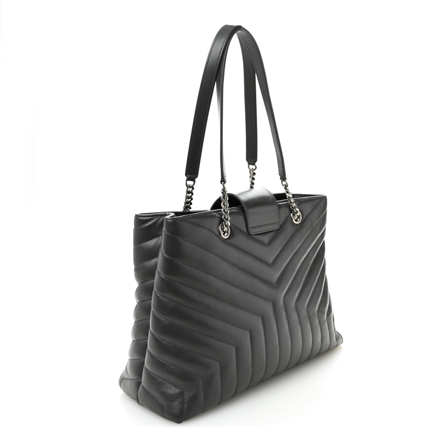 Saint Laurent Calfskin Y Quilted Monogram Large Loulou Shopper Storm 3 of 11