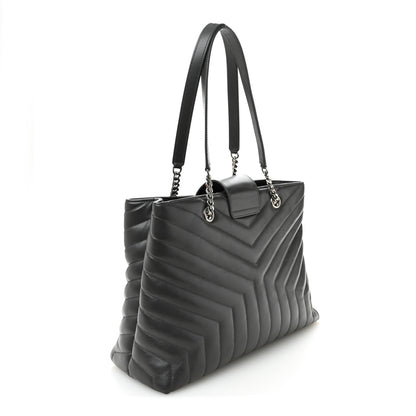 Saint Laurent Calfskin Y Quilted Monogram Large Loulou Shopper Storm 3 of 11