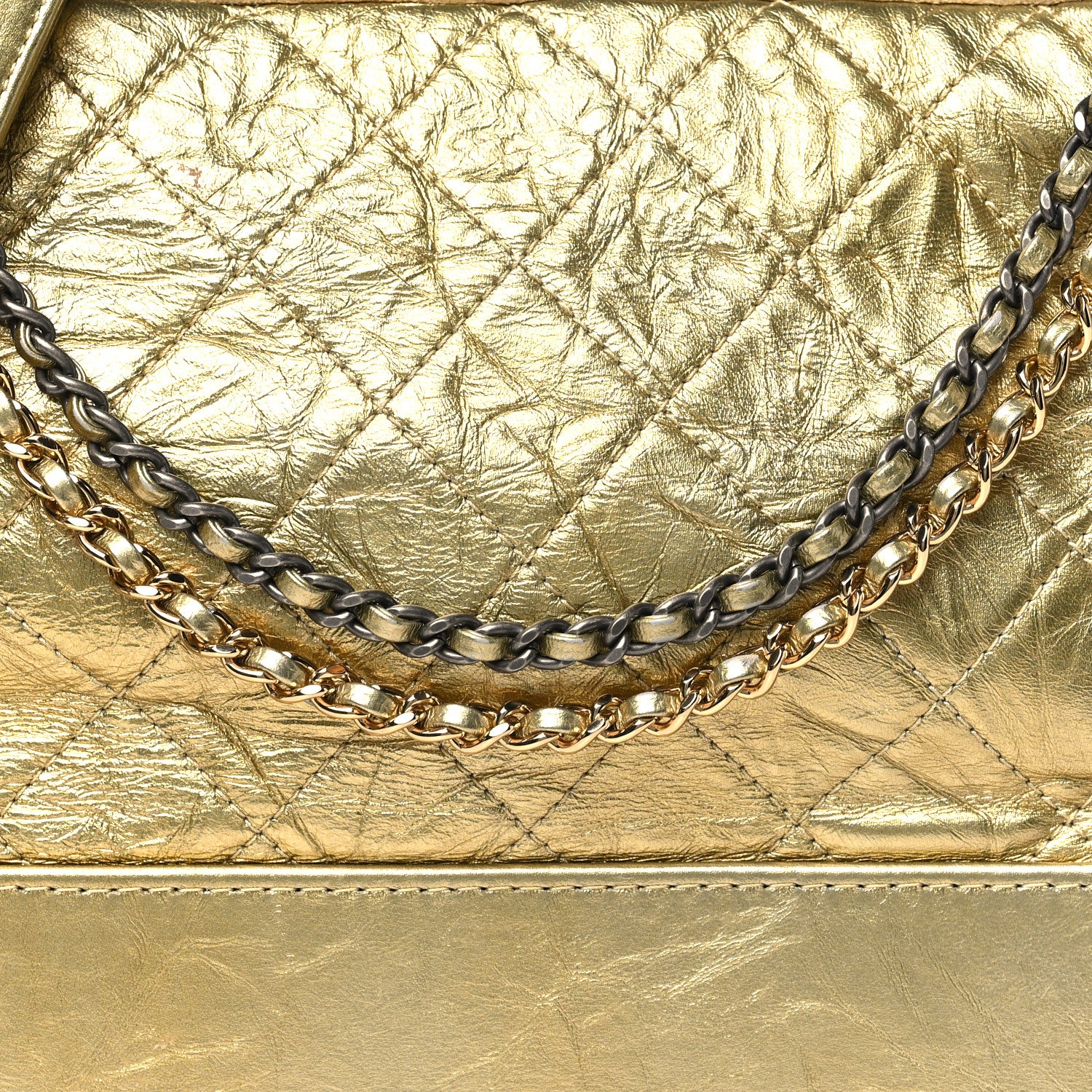 Chanel Metallic Aged Calfskin Quilted Medium Gabrielle Gold 8 of 10