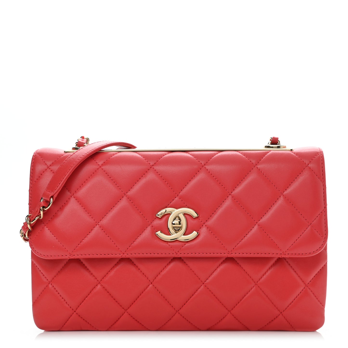 Lambskin Quilted Medium Trendy CC Flap Red