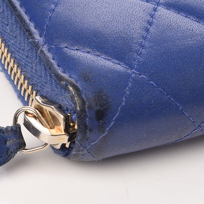 Chanel Lambskin Quilted Large Gusset Zip Around Wallet Blue 16 of 18
