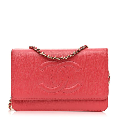 Chanel Caviar Timeless CC Wallet On Chain WOC Dark Pink 1 of 8