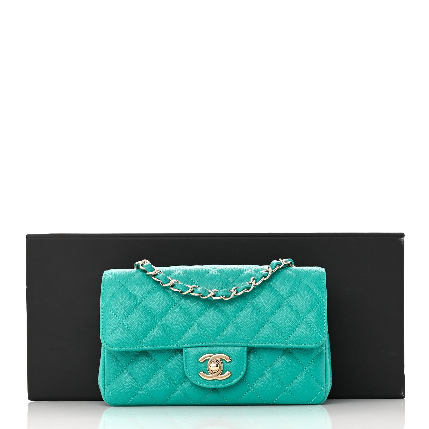 Chanel Caviar Quilted Mini Rectangular Flap Turquoise 11 of 11