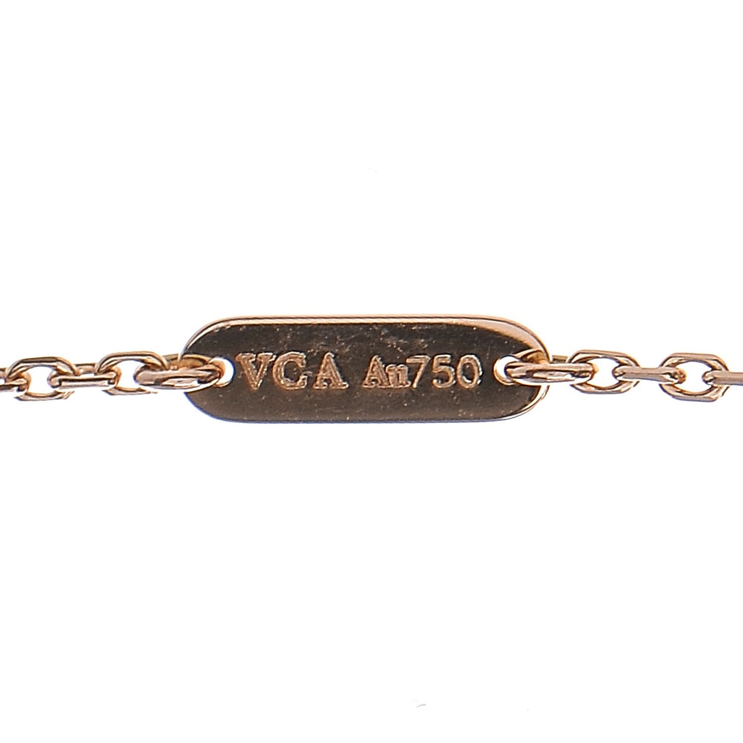 18K Rose Gold Diamond Letterwood Vintage Alhambra Pendant Necklace