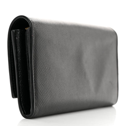 Celine Grained Calfskin Large Flap Wallet Black 3 of 17