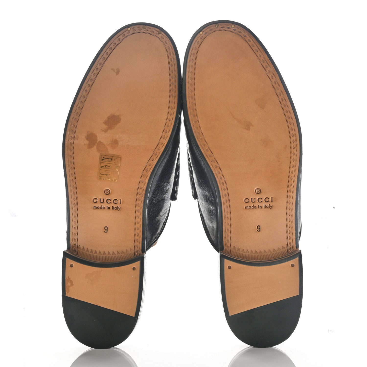 Gucci Goatskin Stripe Mens Horsebit Slingback Slippers 9 Black 5 of 10