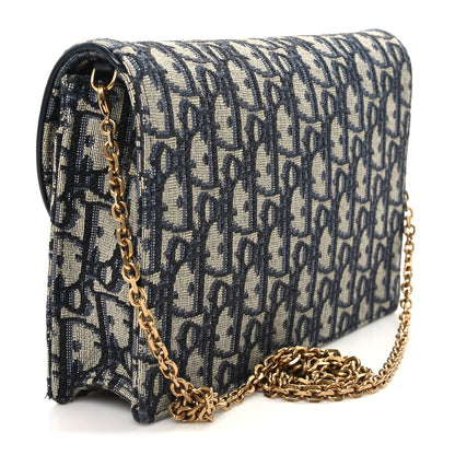 Christian Dior Oblique Saddle Chain Pouch Blue 2 of 9