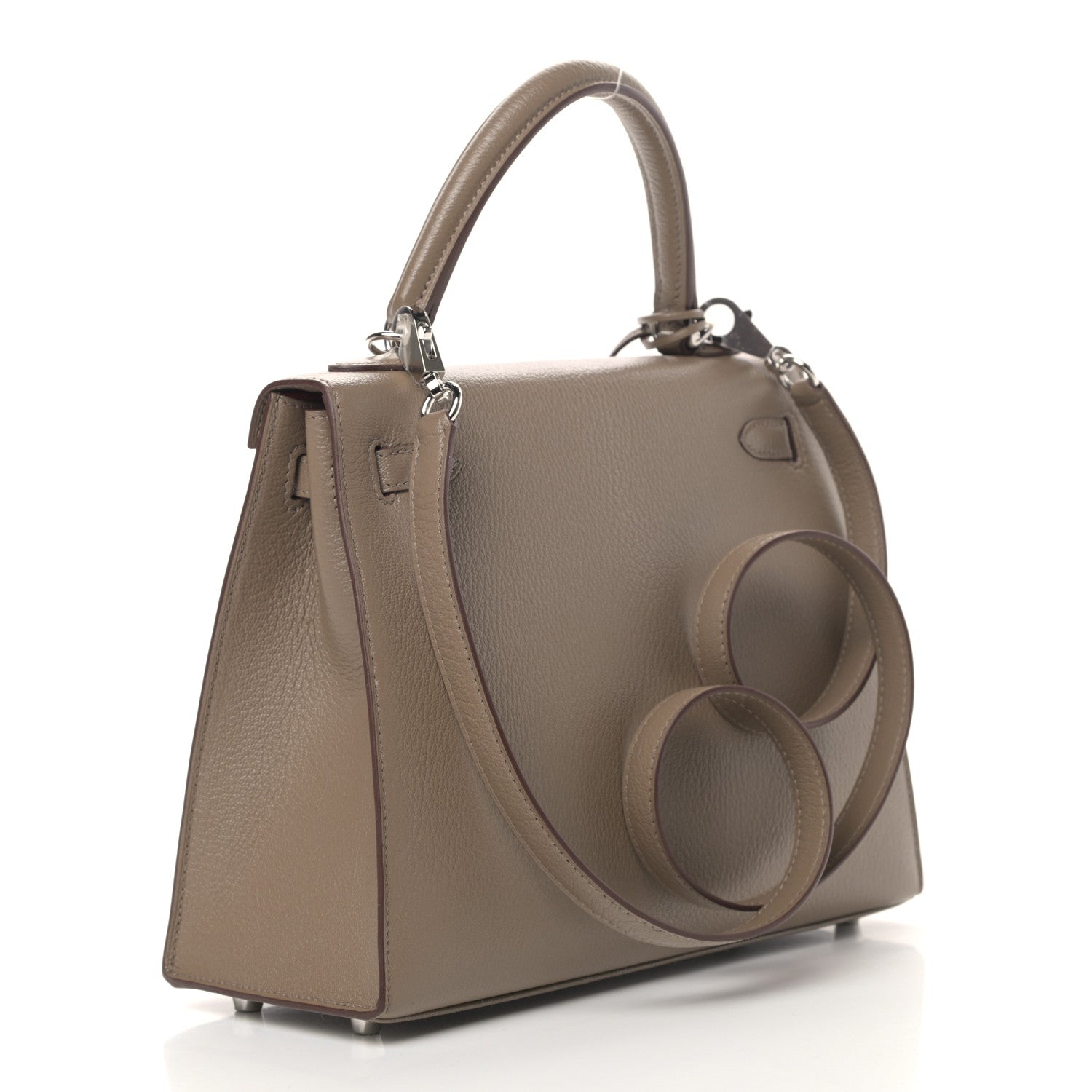 Hermes Chevre Mysore Horseshoe Kelly Sellier 25 Etoupe 3 of 10