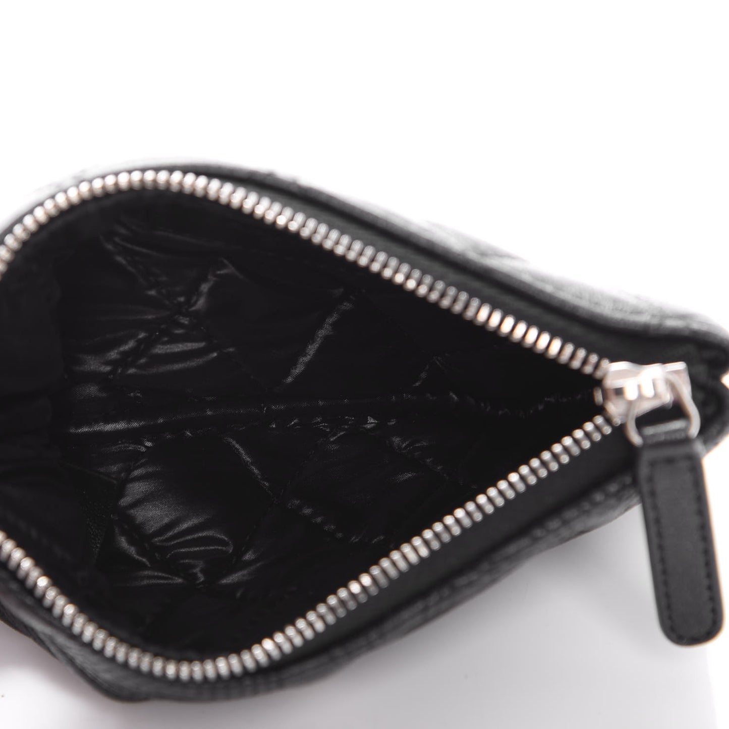 Metallic Lambskin Star Embossed Coin Purse Case Black