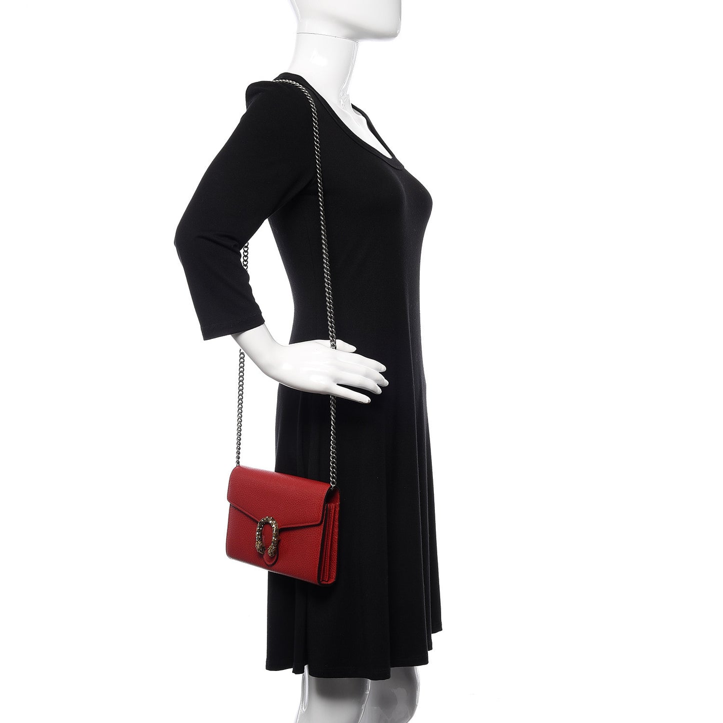 Calfskin Mini Dionysus Chain Wallet Hibiscus Red
