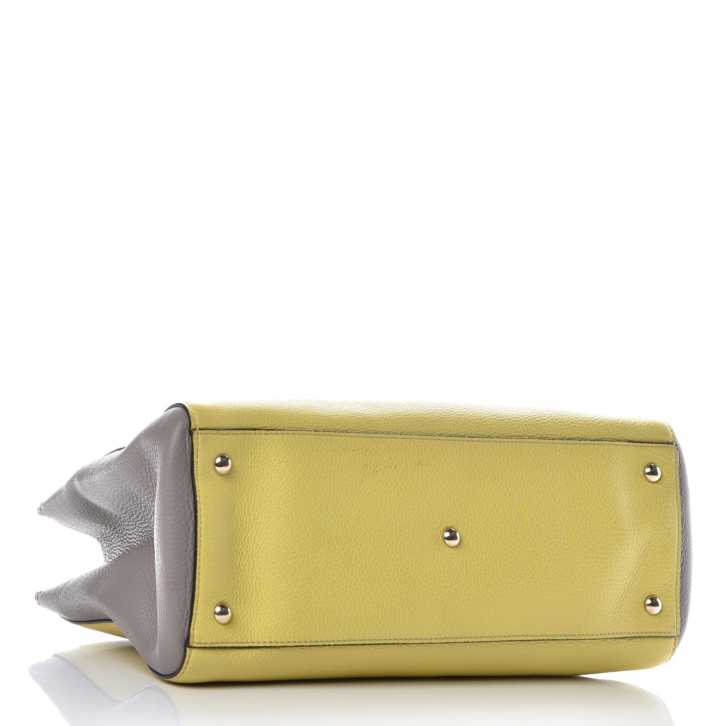 Pebbled Calfskin Medium Bamboo Shopper Tote Citrus Grey