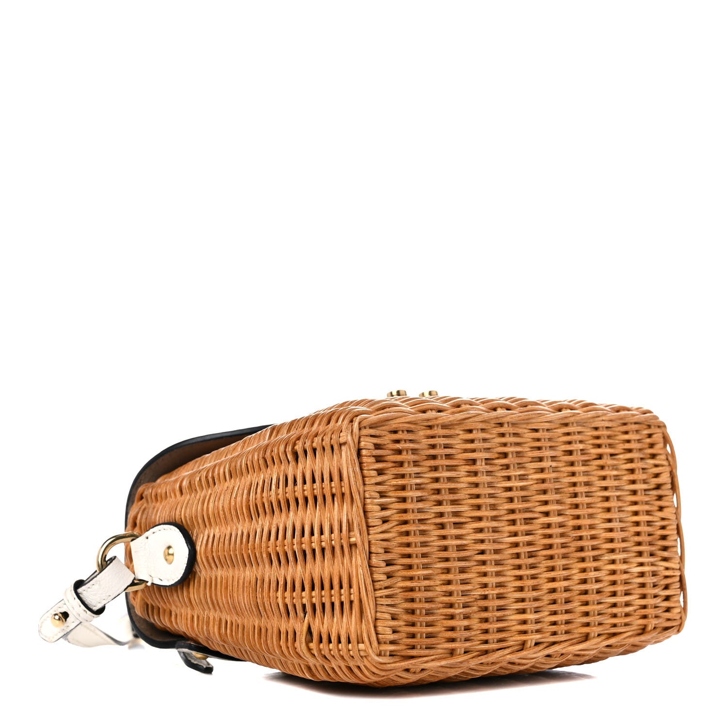 Miu Miu City Calfskin Wicker Midollino Bag White 4 of 12