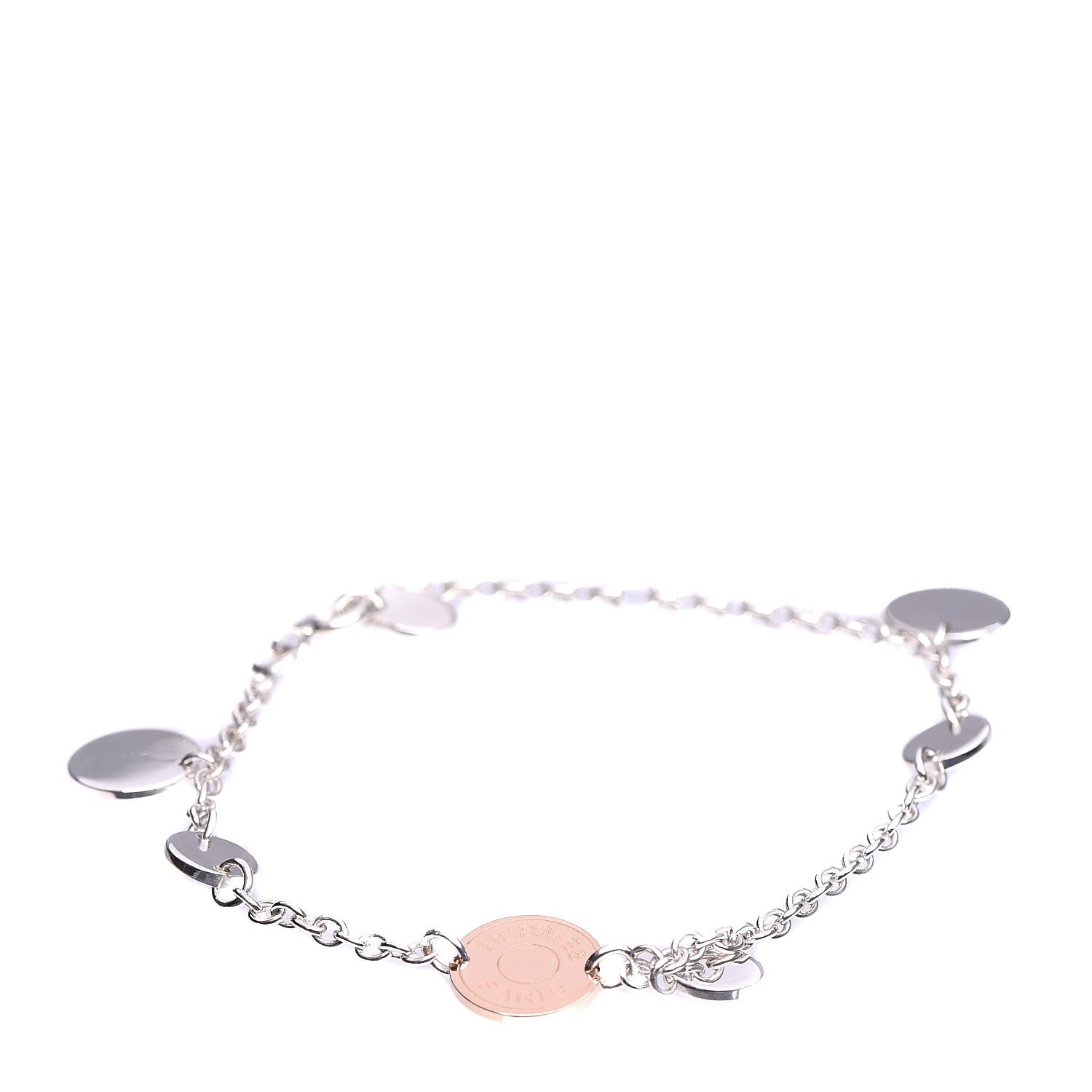 Hermes Sterling Silver 18K Rose Gold Confettis Bracelet 1 of 4
